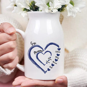 Personalized Family Heart Ceramic Vase Custom Names, Mother's Day Gift