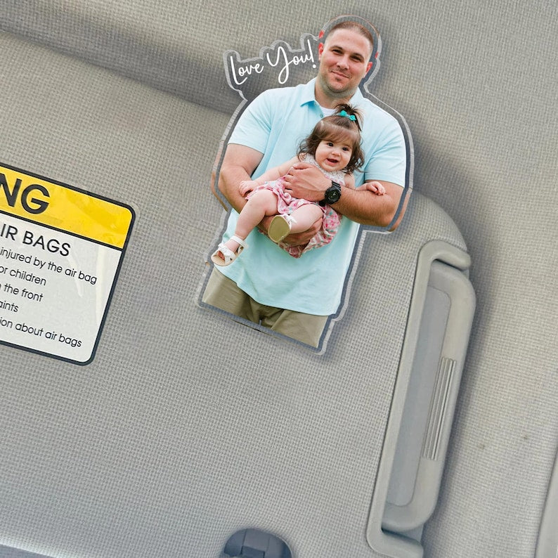 Personalized Father's Day Gift For Dad, Custom Portrait From Photo Car Visor Clip, New Dad Gift, Faceless Portrait Visor, Gift For Husband