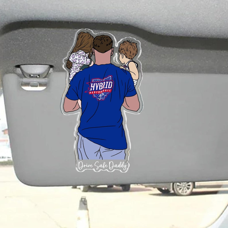 Personalized Father's Day Gift For Dad, Custom Portrait From Photo Car Visor Clip, New Dad Gift, Faceless Portrait Visor, Gift For Husband