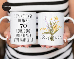 70th Birthday Gift for Women, 70th Birthday Mug, Personalized Birthday Gifts Funny 70th Mug 1955, Custom Gift For 70 Year Old Women