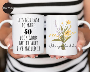 40th Birthday Gift for Women, 40th Birthday Mug, Personalized Birthday Gifts Funny 40th Mug 1985, Custom Gift For 40 Year Old Women