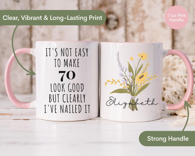 70th Birthday Gift for Women, 70th Birthday Mug, Personalized Birthday Gifts Funny 70th Mug 1955, Custom Gift For 70 Year Old Women