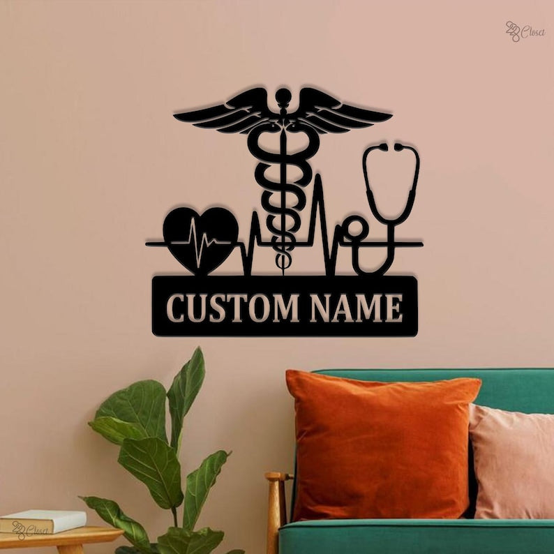 Custom Doctor Medical Metal Sign, Personalized Doctor Name Sign, Nurse Sign, Doctor Office Sign, Symbol Office Sign, Doctor Gift, Dad Gift