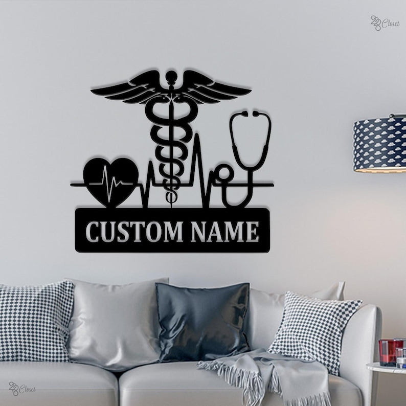 Custom Doctor Medical Metal Sign, Personalized Doctor Name Sign, Nurse Sign, Doctor Office Sign, Symbol Office Sign, Doctor Gift, Dad Gift