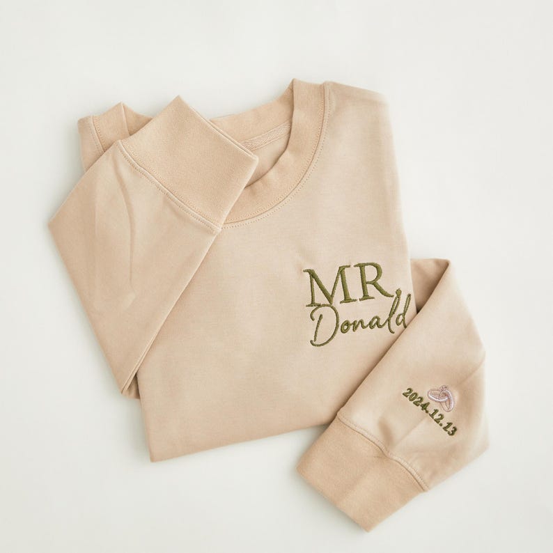 Personalised Mr Mrs Embroidered Sweatshirt - Date on Sleeve, Honeymoon Sweatshirt, Bridal Shower Gift, Couple's Hoodie, Honeymoon Wear il_794xN.6813612478_ii7d.jpg