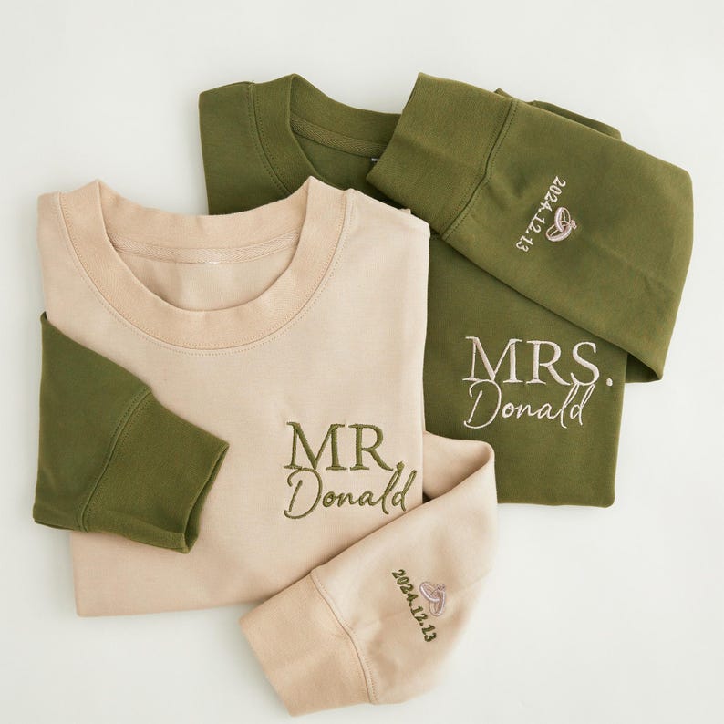 Personalised Mr Mrs Embroidered Sweatshirt - Date on Sleeve, Honeymoon Sweatshirt, Bridal Shower Gift, Couple's Hoodie, Honeymoon Wear il_794xN.6813612786_kpvh.jpg