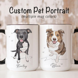 Custom Dog Watercolor from Photo, Custom Dog Cat Ceramic Mug, Pet Mug Gift for Pet Lover, Dog Memorial Gift, Pet Portrait Mug Gift
