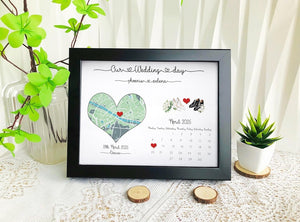 Wedding Map frame Gift, Personalised Wedding engaged Frame, Wedding Date Gift, Wedding Gifts, Couple Gift, Wedding Location Gift, new couple