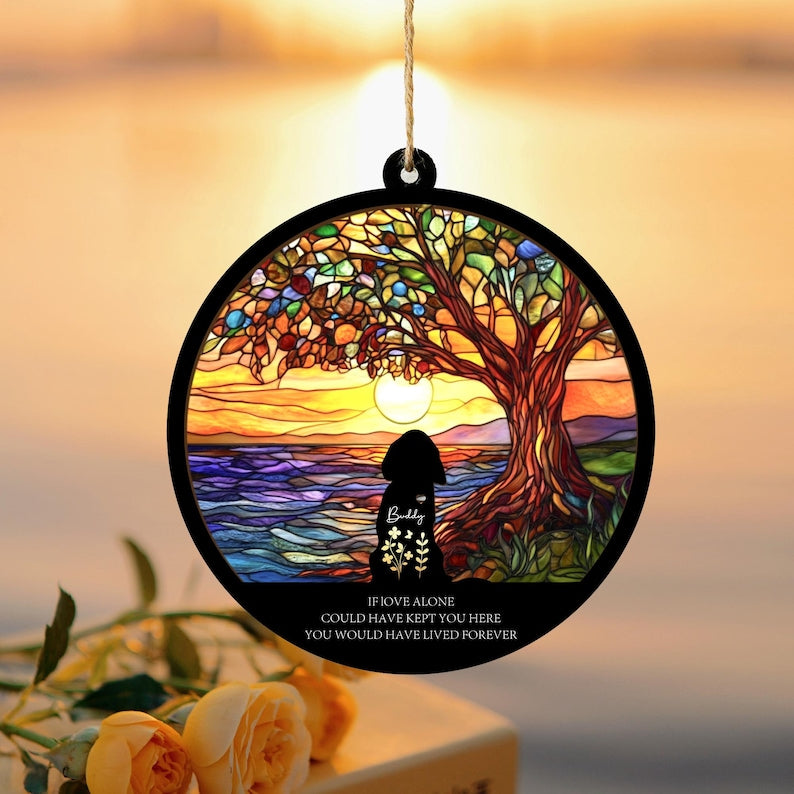 Personalized Loss Of Dog Sympathy Suncatcher, Dog Memorial Gift, Pet Memorial Suncatcher, Loss of Dog Gift, Dog Remembrance Gift