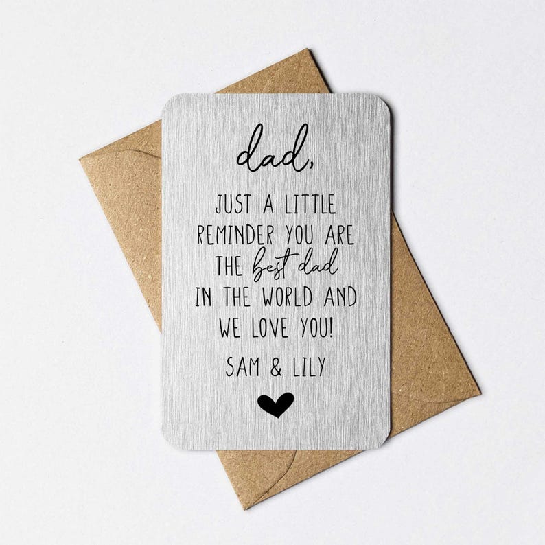 Best Daddy Wallet Card, Personalised Metal Wallet Card, Gift For Dad From Daughter, Son, Custom Wallet Insert & Envelope, Father's Day Gift