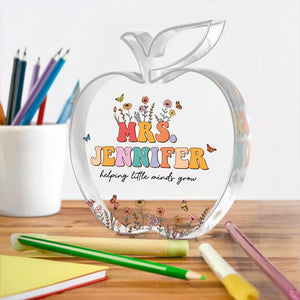 Customized Teacher Acrylic Block Desk Sign, Teacher Desk Name Plate, Teacher Appreciation, Helping Little Minds Grow Acrylic Teacher Block