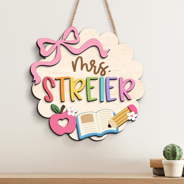 Personalized Teacher Gifts, 3D Teacher Door Sign, Teacher Welcome Sign, Classroom Door Sign, Back to School Gift, 1st Day of School Decor