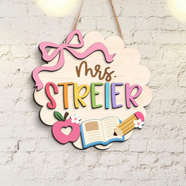 Personalized Teacher Gifts, 3D Teacher Door Sign, Teacher Welcome Sign, Classroom Door Sign, Back to School Gift, 1st Day of School Decor