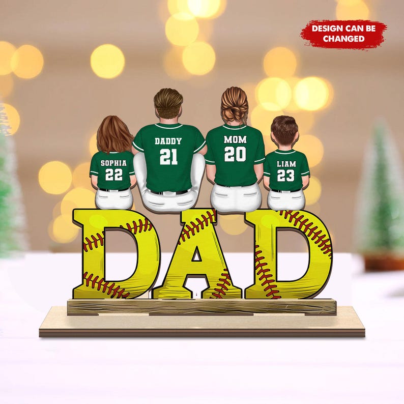 Custom Wooden Plaque, Birthday, Father's Day Gift For Softball Dad Grandpa Husband, Softball Lover, Softball Player, Softball Dad and Kids