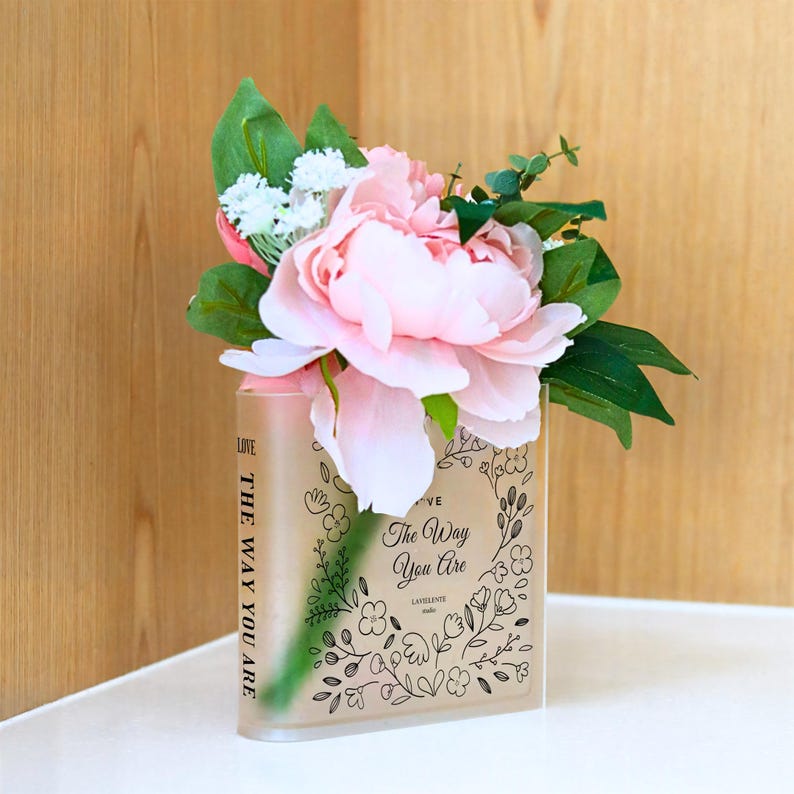 Blooming Acrylic Book Vase Home Decor Gifts for Book Lovers and Readers Bookish Gifts for Special Occasions, Birthdays, and Housewarmings