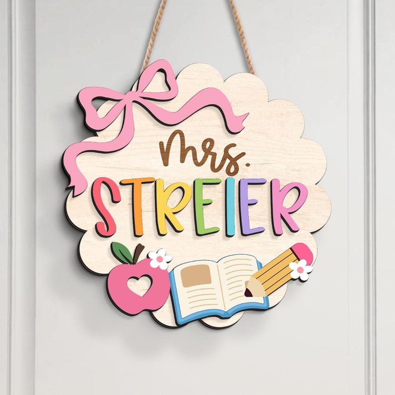 Personalized Teacher Gifts, 3D Teacher Door Sign, Teacher Welcome Sign, Classroom Door Sign, Back to School Gift, 1st Day of School Decor