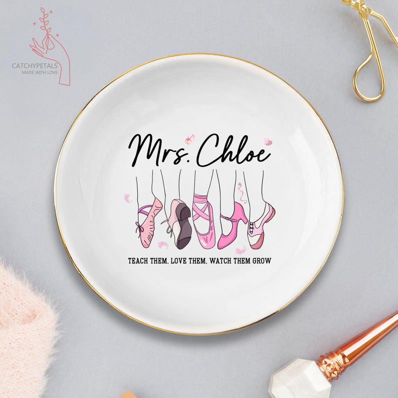 Ballet Dance Teacher Gifts - Personalized Ballet Teacher Jewelry Tray, Dance Instructor Apparel, Gift for Dance Lovers, Ballet Dance Gift