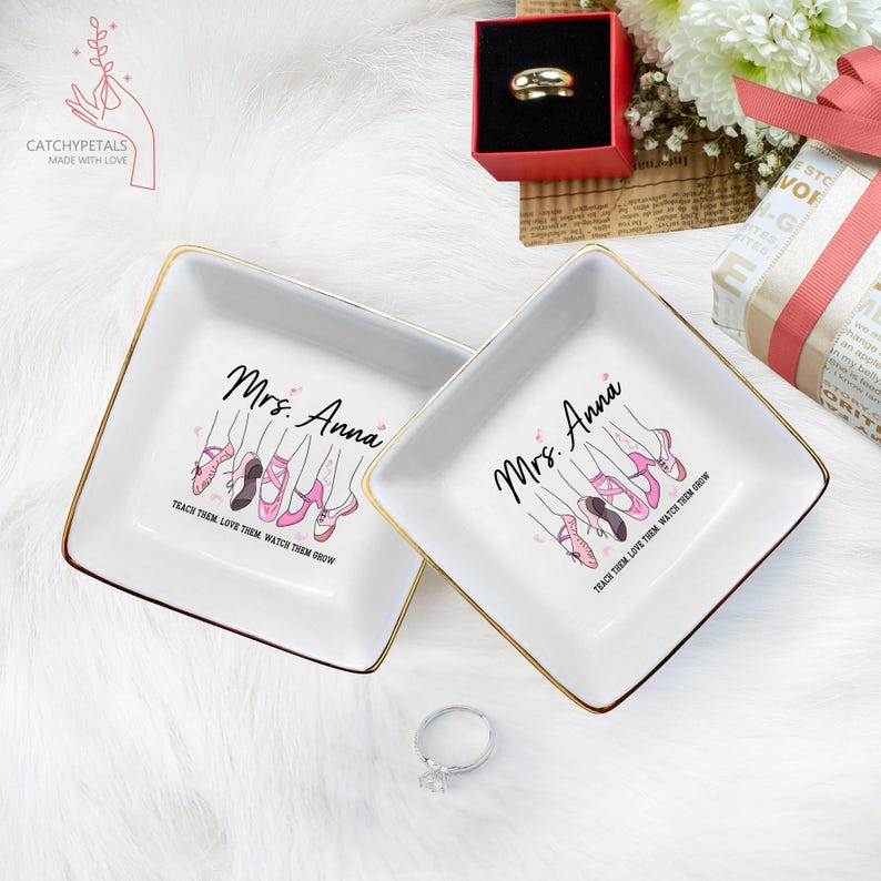 Ballet Dance Teacher Gifts - Personalized Ballet Teacher Jewelry Tray, Dance Instructor Apparel, Gift for Dance Lovers, Ballet Dance Gift