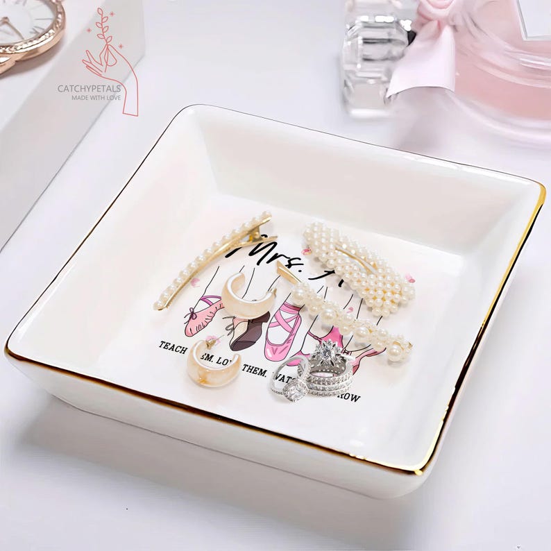 Ballet Dance Teacher Gifts - Personalized Ballet Teacher Jewelry Tray, Dance Instructor Apparel, Gift for Dance Lovers, Ballet Dance Gift
