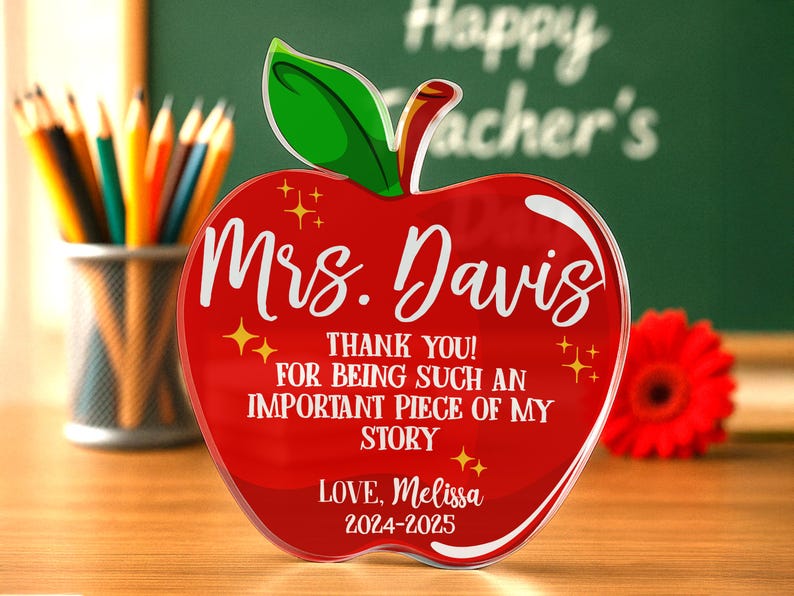 Teacher Appreciation Gifts, Apple Plaque for Teacher, Personalized Teacher Gift Idea, Custom Teacher Classroom Gifts, Back to School Gift