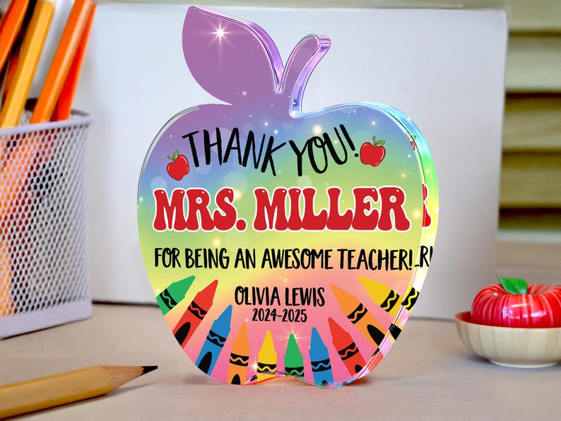 Teacher Appreciation Gifts, Apple Plaque for Teacher, Personalized Teacher Gift Idea, Custom Teacher Classroom Gifts, Back to School Gift