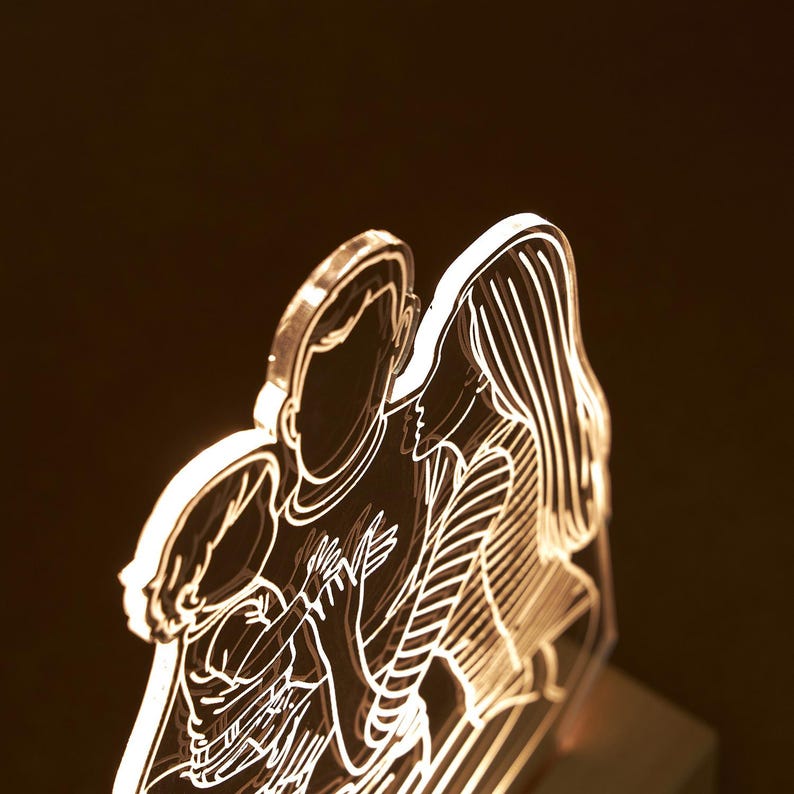 Custom 3D Photo LED Light, Out Line Decor, Personalized Family Portrait, Durable Acrylic Night Light, Anniversary Gifts for Mom Dad