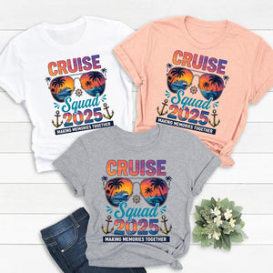 Personalize cruise Squad 2025 Shirt, Caribbean Cruise Matching Shirts, Family Cruise Crew Custom Name T-Shirts, Friends Cruise Shirts