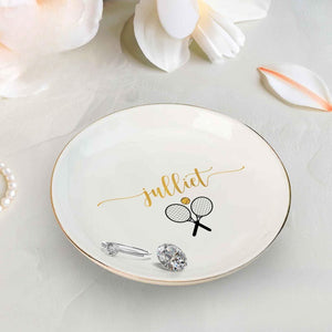 Custom Tennis Jewelry Dish, Tennis Trinket Dish, Tennis Coach Gifts, Tennis Jewelry Dish, Team Gifts for Girls, Senior Tennis Gifts