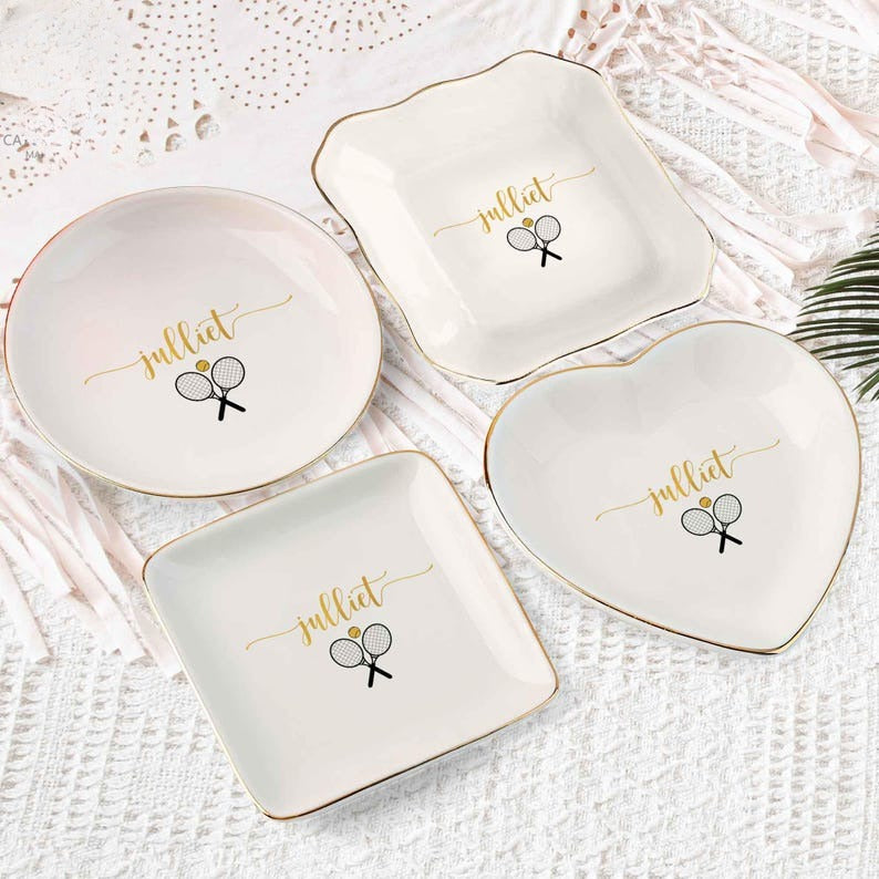 Custom Tennis Jewelry Dish, Tennis Trinket Dish, Tennis Coach Gifts, Tennis Jewelry Dish, Team Gifts for Girls, Senior Tennis Gifts