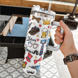 Custom Dad Fist Bump 3D 40oz Tumbler, Father Tumbler, Fathers Day Gift, Best Dad Ever, Fathers Day Coffee Travel Cup, Gift For Dad