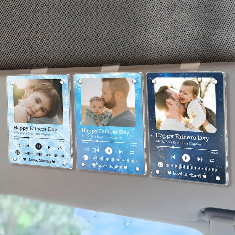 Personalized Photo Song Car Visor Clip, Gift for Him, Husband, Valentine's Day Gift, Anniversary Gift, Picture Gift, Music Gift, Daddy Gift
