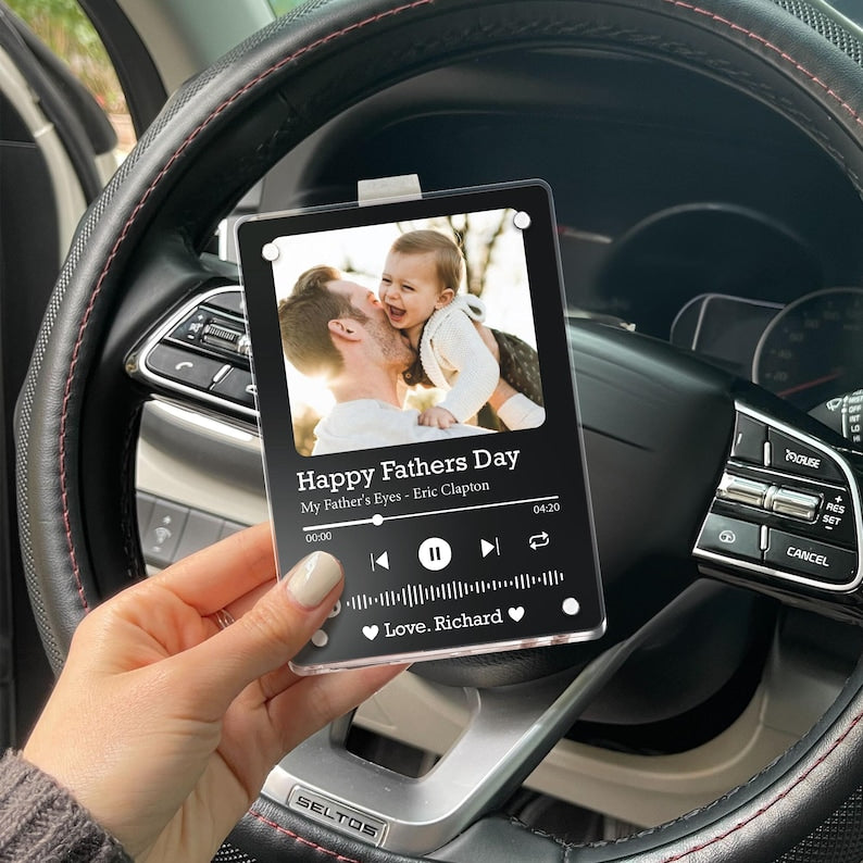 Personalized Photo Song Car Visor Clip, Gift for Him, Husband, Valentine's Day Gift, Anniversary Gift, Picture Gift, Music Gift, Daddy Gift