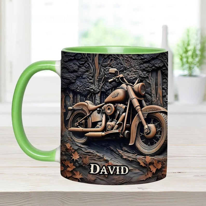 Never Underestimate An Old Man With A Motorcycle Personalized Biker Accent Mug, Motor Racer Coffee Cup Gift for Men, Custom Gift