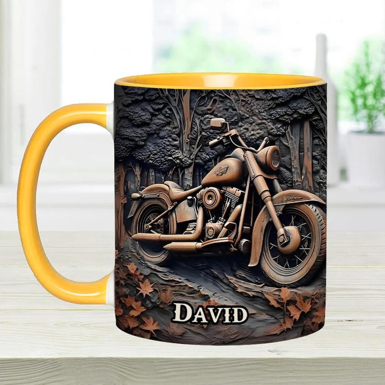 Never Underestimate An Old Man With A Motorcycle Personalized Biker Accent Mug, Motor Racer Coffee Cup Gift for Men, Custom Gift