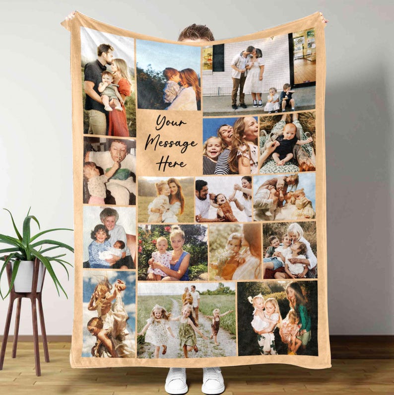 Custom Picture Blanket,Custom photo gifts, family blanket, anniversary blanket,picture collage blanket,Custom Photo Collage Gift for Grandma