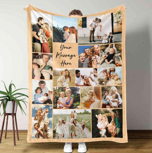 Custom Picture Blanket,Custom photo gifts, family blanket, anniversary blanket,picture collage blanket,Custom Photo Collage Gift for Grandma