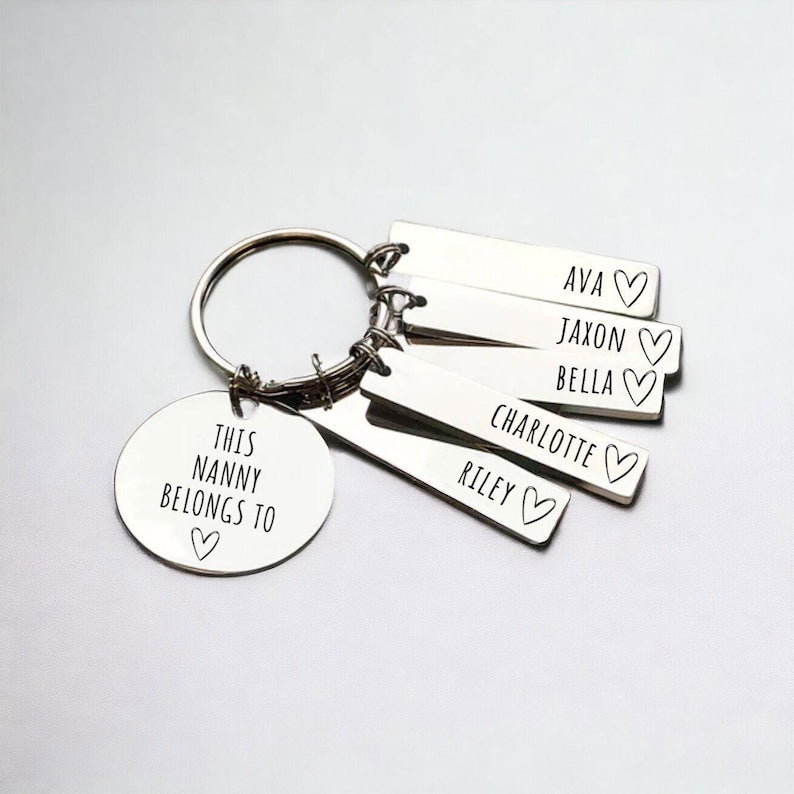Fathers Day Gift Present Dad Daddy Mummy Belongs To Family Keyring Set - Nanny, Mum, Mom Car Drive Personalised Name Tags