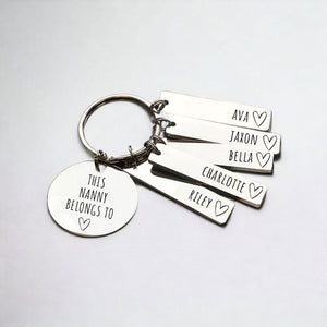 Fathers Day Gift Present Dad Daddy Mummy Belongs To Family Keyring Set - Nanny, Mum, Mom Car Drive Personalised Name Tags