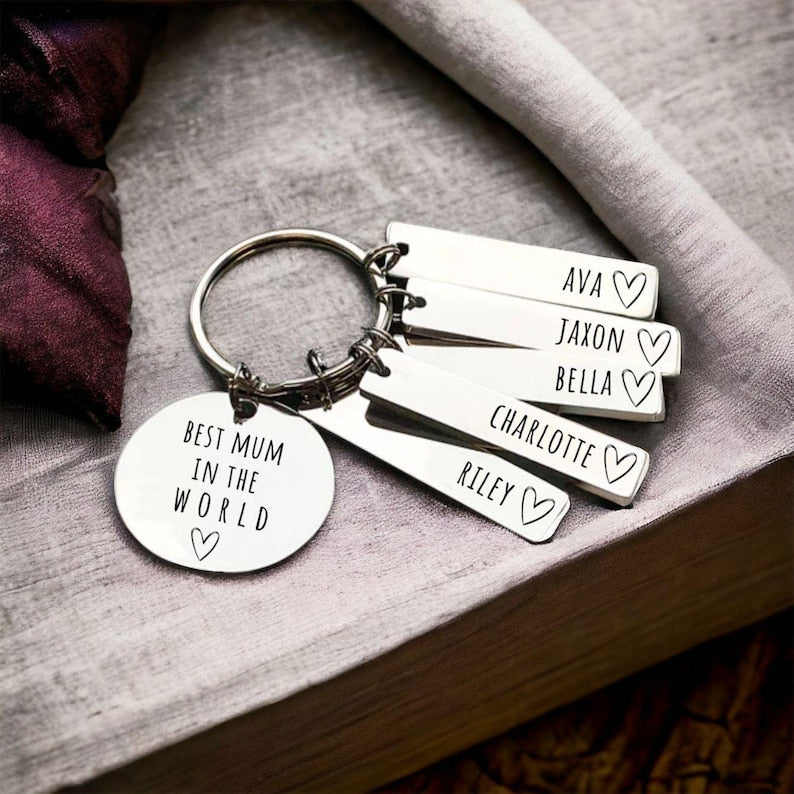 Fathers Day Gift Present Dad Daddy Mummy Belongs To Family Keyring Set - Nanny, Mum, Mom Car Drive Personalised Name Tags