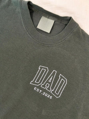 Custom Embroidered Father's Day T-shirt, Name On Sleeve With Icon, Daddy Est Year Shirt, Gift For New Dad, Father's Day Gift