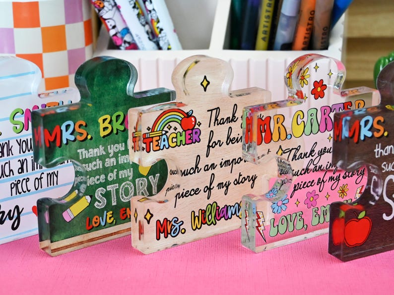 Personalized Teacher Appreciation Gift Puzzle Piece, Custom Acrylic Desk Decor for Classroom, End of Year Gift from Student, Thank you Gift