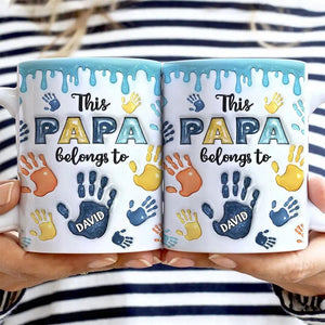 This Awesome Dad Grandpa Belongs To Mug, Personalized 3D Inflated Effect Coffee Cup, Custom Father's Day Gift From Kids Grandkids
