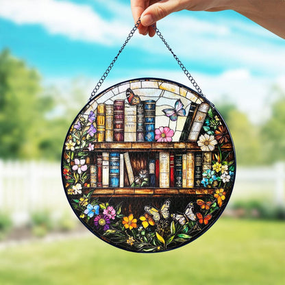 Stained Glass Book Suncatcher Window Decor, Book Club Gift, Fantasy Book Lover Gift Glass Suncatcher, Book Reader Gift, Bookish Gift Art