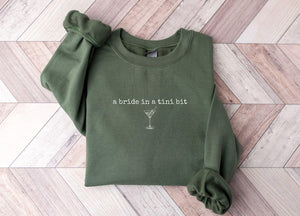A Bride in a Tini Bit Bride Shirt, Espresso Martini Themed Future Mrs Tshirt, Tini Bit Engaged, Bridal Shower Gift Idea for Fiance Sweater
