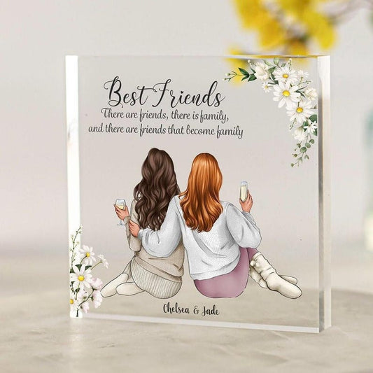 Best Friends that become family Personalised Best Friend Print Gift, Soul Sisters Gift, Christmas Best Friend Gifts, Friendship Gift, Birthday Gift, Acrylic Block