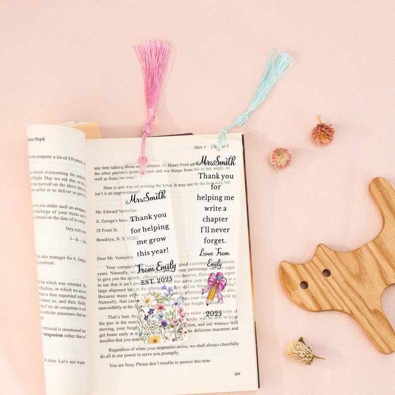 Teacher Appreciation Gifts, Custom Teacher Bookmark, Personalized Text Bookmark, Thank You Gifts, Gifts for Teacher, Leaving School Gifts