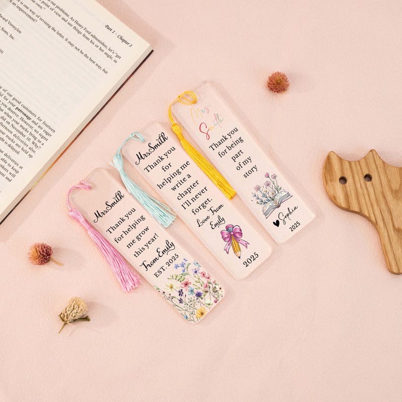 Teacher Appreciation Gifts, Custom Teacher Bookmark, Personalized Text Bookmark, Thank You Gifts, Gifts for Teacher, Leaving School Gifts