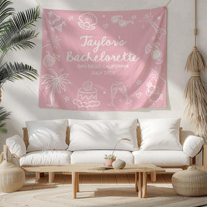 Custom Bachelorette Banner, Personalized Bachelorette Party Tapestry, Beach Bachelorette Photo Backdrop, Coastal Bachelorette Party Decor