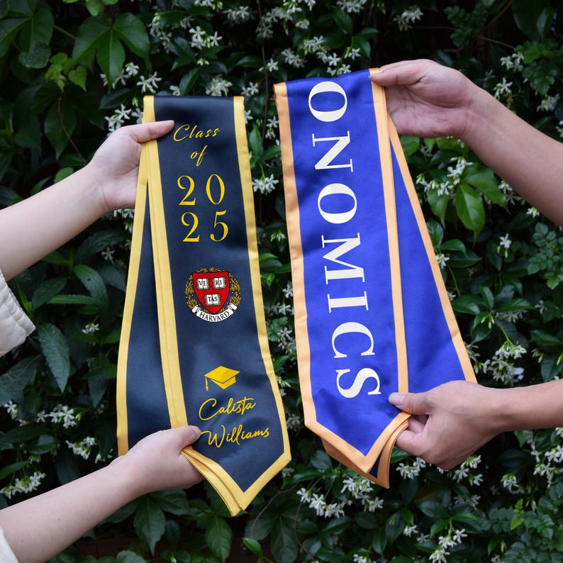 Custom Class of 2025 stoles Graduation, Personalized Logo Text Grad Stole Sash, Customized Gradute Stole with Your Design, Grad Gifts Idea