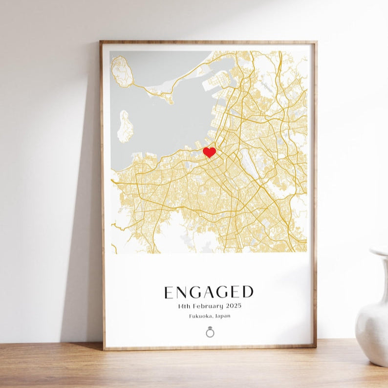 Personalized Engagement Print, Engagement Gift, Gift For Engaged Couple, Gift for Couples, Engagement Map Print Gift, Proposal Print Gift